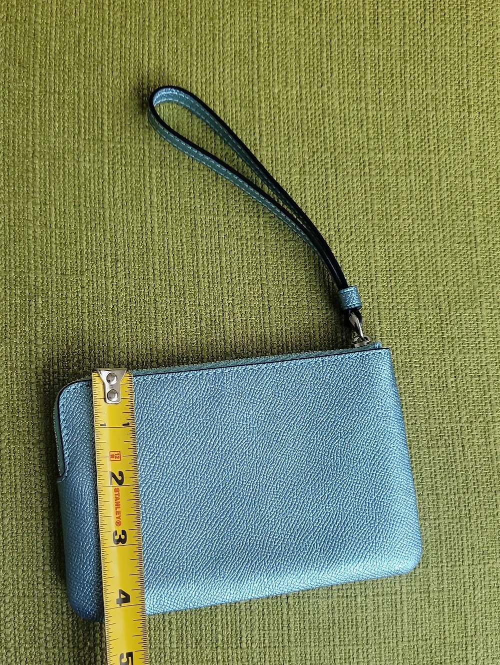 Coach Metallic Teal Leather Wristlet